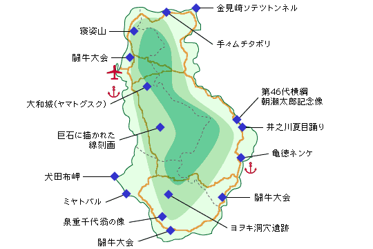 徳之島の基本マップ