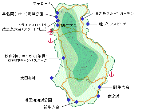 徳之島の基本マップ