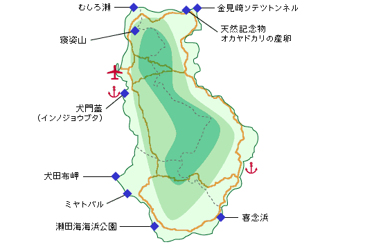 徳之島の基本マップ